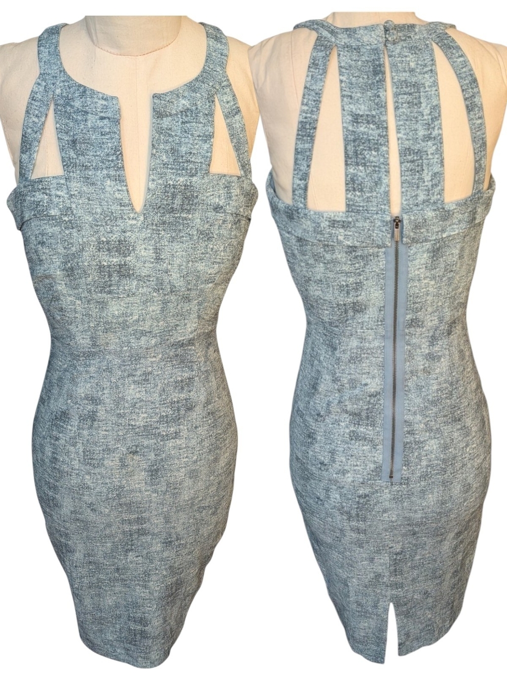 Celebrity Style BCBGMaxAzria MACIE Textured Cut-Out Cocktail Wedding Midi NWT 2